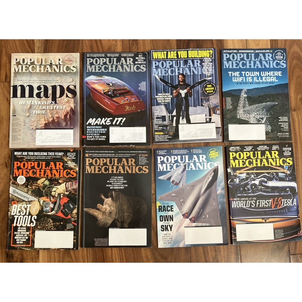 Popular Mechanics Magazine Lot of 8 2020 - 2022 Newer Editions Tesla Tools Knife